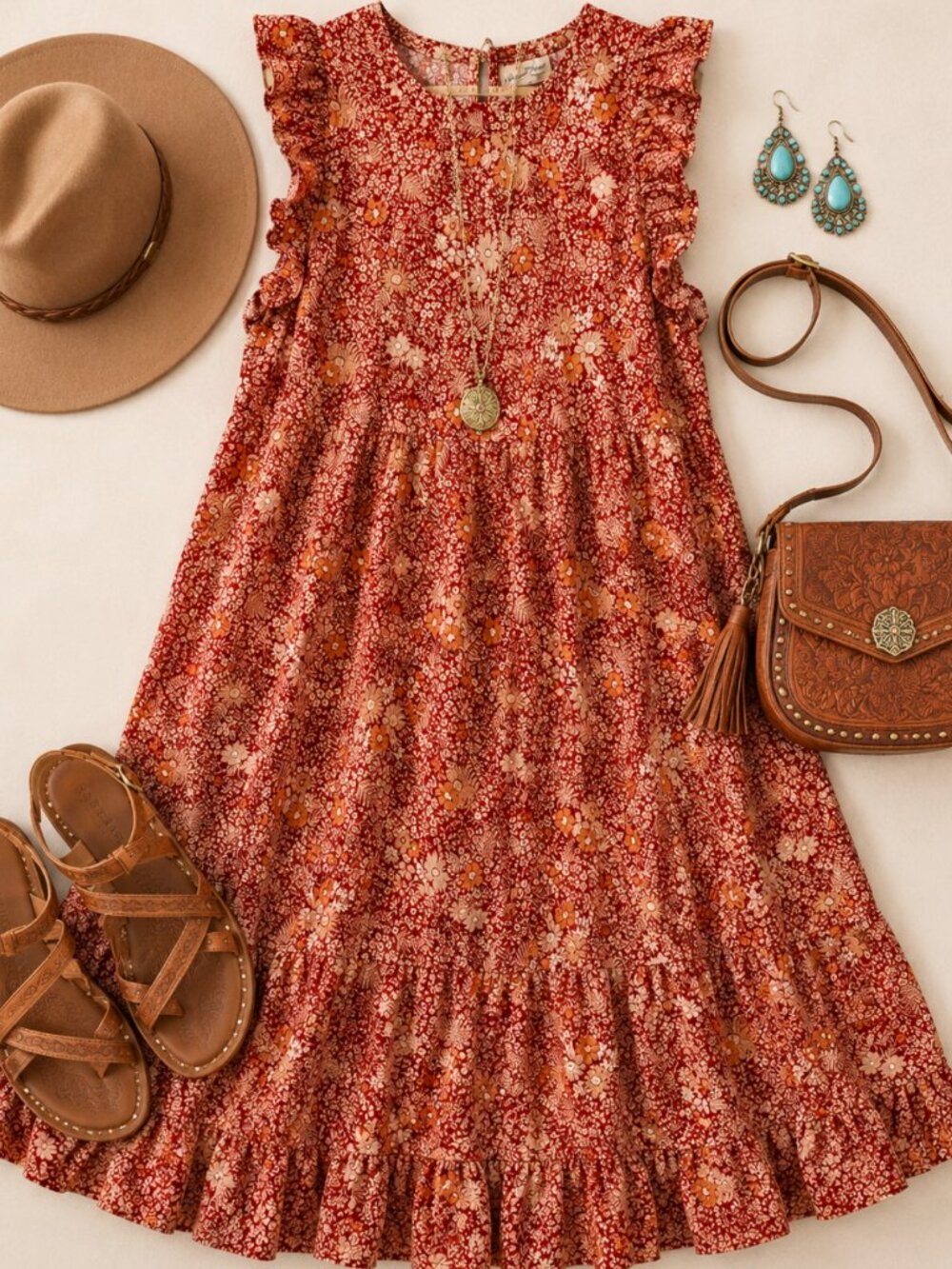 Universal Thread Red Floral Maxi Dress